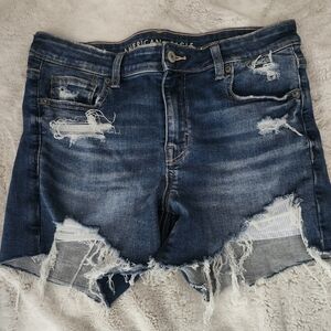 American Eagle Outfitters Women's Ripped Blue Jean Shorts